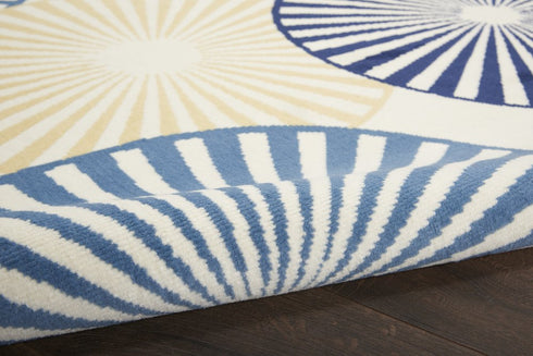 4' X 6' Blue and Ivory Geometric Power Loom Area Rug